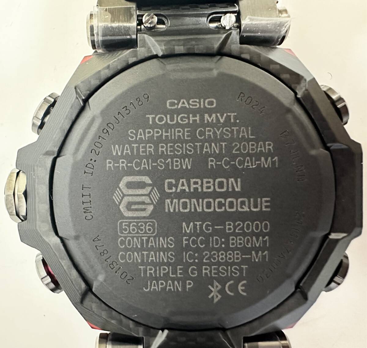 【DK 22339】1円～ G-SHOCK MT-G MTG-B20000 電波ソーラー クロノグラフ ブラック文字盤 デイト メンズ腕時計 稼働品 箱/説明書付 現状品の画像6