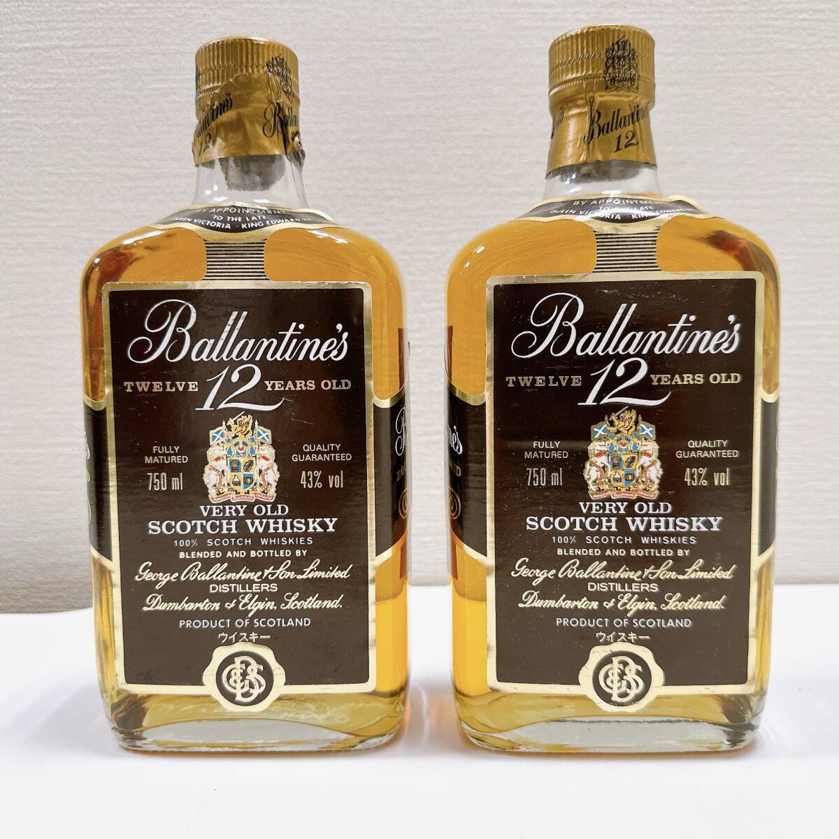 【ART-2898a】未開栓 Ballantines バランタイン 12年 ２本セット スコッチ ウイスキー ベリーオールド 750ml 43% 古酒 洋酒 目減りあり_画像1