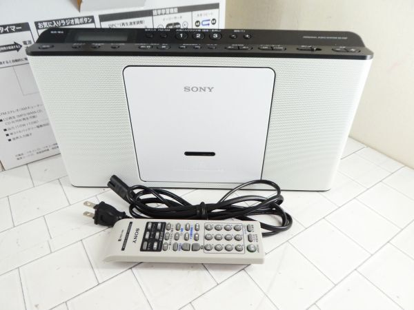 SONY ソニー CDラジオ ZS-E80 FM/AM/ワイドFM対応 語学学習用機能搭載 ホワイト ZS-E80 W 箱 電源 リモコン付　m_画像3