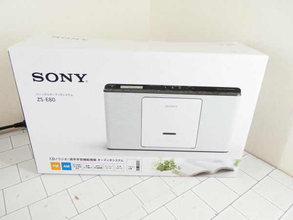 SONY ソニー CDラジオ ZS-E80 FM/AM/ワイドFM対応 語学学習用機能搭載 ホワイト ZS-E80 W 箱 電源 リモコン付　m_画像1