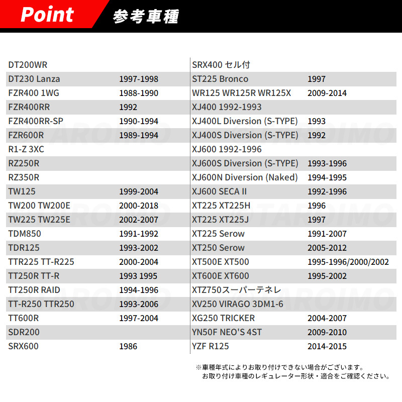 ヤマハ レギュレーター レクチファイア XJ400 XJ400L ディバージョン XJ600 ネイキッド XT225 XT250 セロー XT500E XT500 XV250 ビラーゴ_画像6