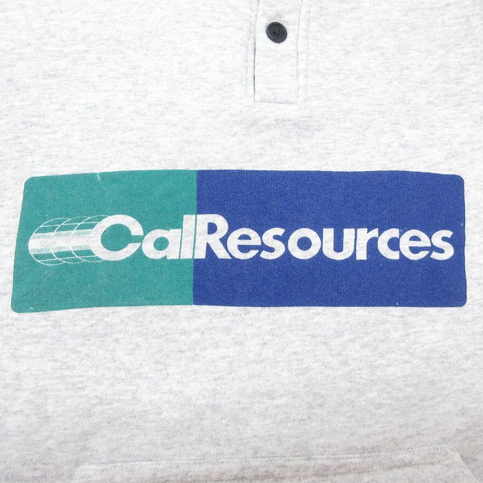 XL/古着 ヒルトン 長袖 スウェット メンズ 90s CalResources 大きいサイズ ヘンリーネック グレー 霜降り他 24apr26 中古 スエット トレー_画像2