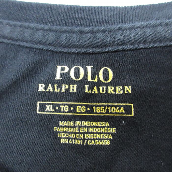 XL/古着 ラルフローレン Ralph Lauren 半袖 ブランド Tシャツ メンズ ワンポイントロゴ 大きいサイズ コットン クルーネック 黒 ブラック 2_画像3