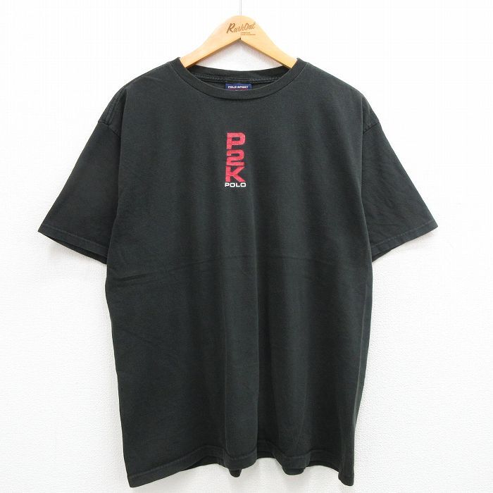 XL/古着 ラルフローレン ポロスポーツ 半袖 ブランド ビンテージ Tシャツ メンズ 90s P2K コットン クルーネック 黒 ブラック 24may08 中古の画像1