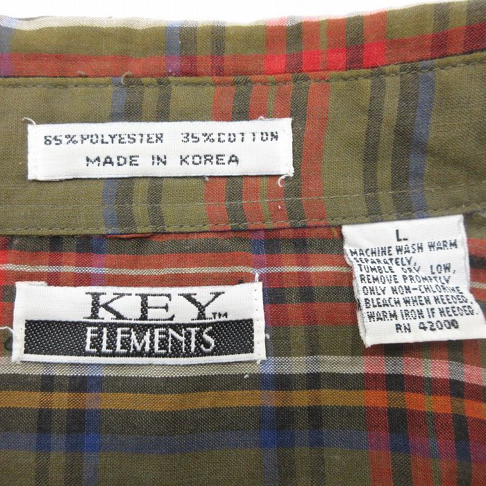 XL/古着 キー KEY 長袖 シャツ メンズ 90s 緑系他 グリーン 24may08 中古 トップス_画像4