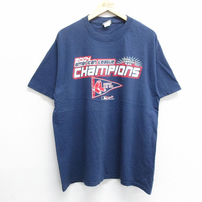 XL/古着 リー Lee 半袖 ビンテージ Tシャツ メンズ 00s MLB ボストンレッドソックス ワールドシリーズ コットン クルーネック 紺 ネイビー_画像1