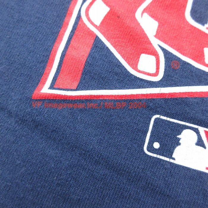 XL/古着 リー Lee 半袖 ビンテージ Tシャツ メンズ 00s MLB ボストンレッドソックス ワールドシリーズ コットン クルーネック 紺 ネイビー_画像3