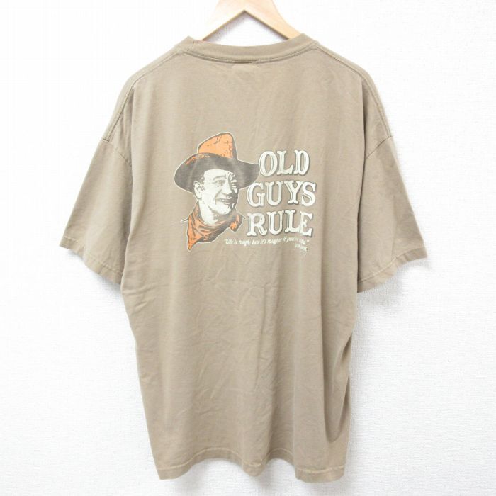 XL/古着 半袖 Tシャツ メンズ オールドガイズルール 大きいサイズ コットン クルーネック 薄茶 ブラウン 24may09 中古_画像1