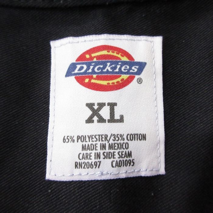 XL/古着 ディッキーズ Dickies 半袖 ワーク シャツ メンズ 大きいサイズ ロング丈 黒 ブラック 24may11 中古 トップス_画像3