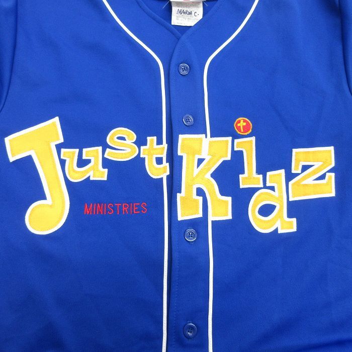 S/古着 半袖 ベースボール シャツ メンズ 90s Just kids ロング丈 青 ブルー 24may11 中古 トップス_画像4