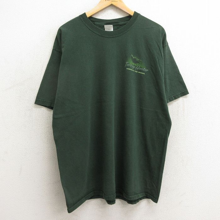 XL/古着 半袖 ビンテージ Tシャツ メンズ 00s 鳥 ハンター 大きいサイズ コットン クルーネック 緑 グリーン spe 24may11 中古_画像2