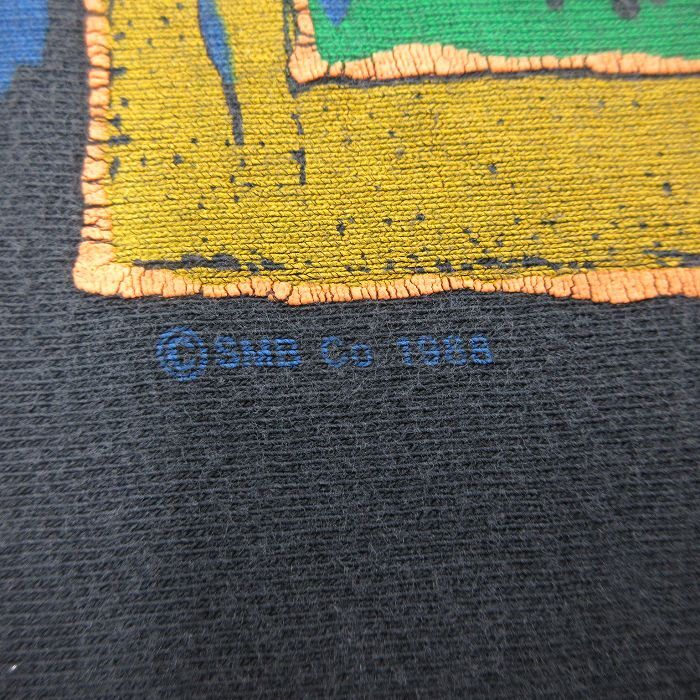 M/古着 半袖 ビンテージ Tシャツ メンズ 80s HOBIE 胸ポケット付き コットン クルーネック 黒 ブラック 24may11 中古_画像5