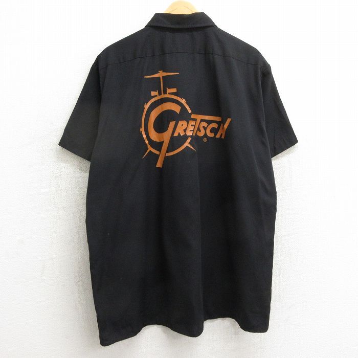 XL/古着 ディッキーズ Dickies 半袖 ワーク シャツ メンズ グレッチ ドラム 黒 ブラック 24may11 中古 トップス_画像1