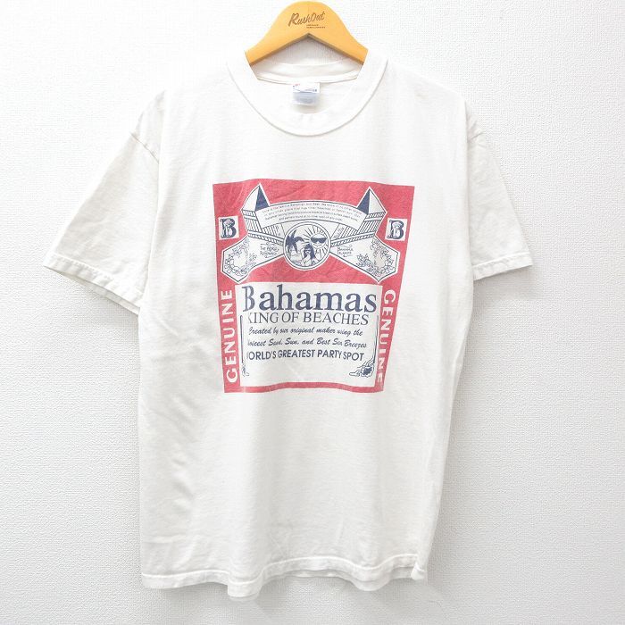 XL/古着 ヘインズ 半袖 ビンテージ Tシャツ メンズ 00s バハマ 太陽 コットン クルーネック 白 ホワイト 24may13 中古_画像1