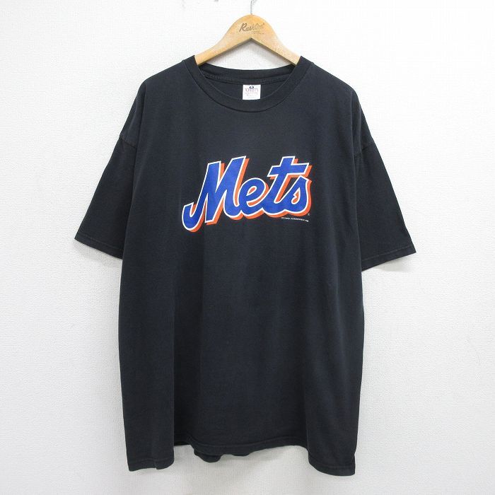 XL/古着 半袖 ビンテージ Tシャツ メンズ 90s MLB ニューヨークメッツ マイクピアッツァ 31 大きいサイズ コットン クルーネック 黒 ブラッ_画像1