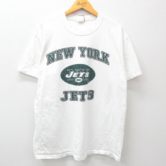 XL/古着 半袖 ビンテージ Tシャツ メンズ 00s NFL ニューヨークジェッツ クルーネック 白 ホワイト アメフト スーパーボウル 24may13 中古_画像1