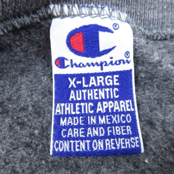 XL/古着 チャンピオン Champion 長袖 スウェット メンズ 90s ジョージア クルーネック 濃グレー 霜降り 24may13 中古 スエット トレーナー_画像3