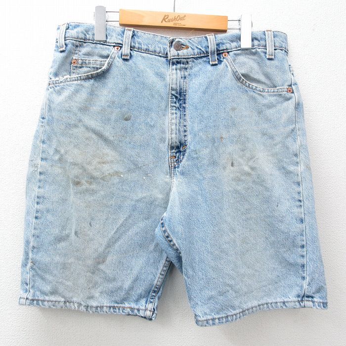 W36/古着 リーバイス Levis 505 ショート パンツ ショーツ メンズ 00s 紺 ネイビー デニム 24may13 中古 ボトムス 短パン ショーパン ハー_画像1