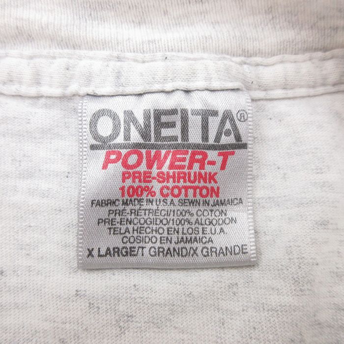 XL/古着 オニータ ONEITA 半袖 ビンテージ Tシャツ メンズ 90s セントパトリック 大きいサイズ コットン クルーネック 薄グレー 霜降り 24m_画像5