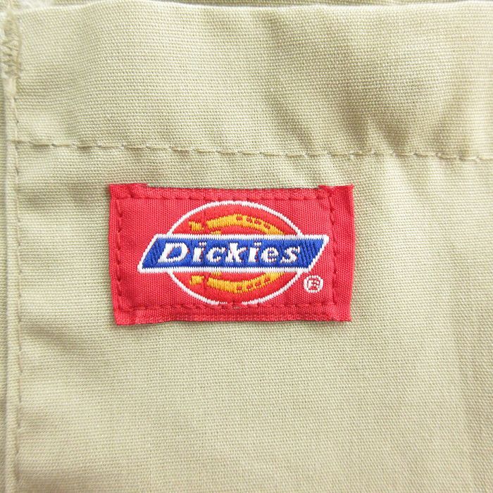 W45/古着 ディッキーズ Dickies 半袖 ワーク ツナギ メンズ 90s 大きいサイズ タロン ベージュ カーキ 24may14 中古 オールインワン ボトム_画像3