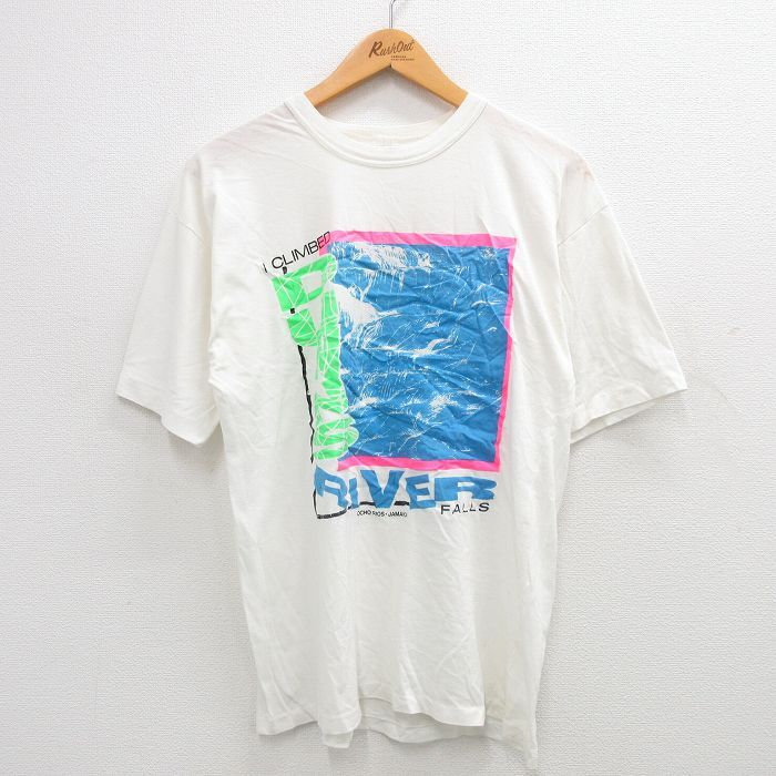 L/古着 半袖 ビンテージ Tシャツ メンズ 90s DUNNS ジャマイカ クルーネック 白 ホワイト 24may14 中古_画像1