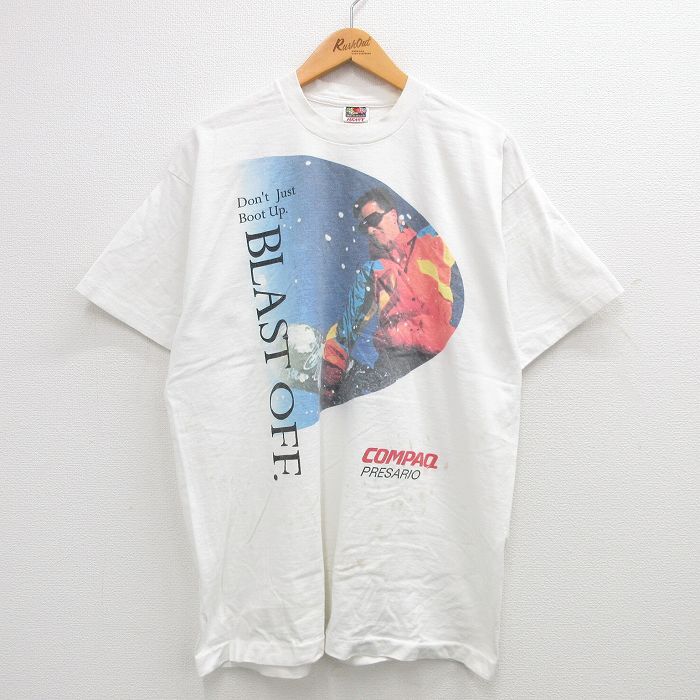 XL/古着 フルーツオブザルーム 半袖 ビンテージ Tシャツ メンズ 90s スノーボード 男性 大きいサイズ コットン クルーネック 白 ホワイト s_画像1