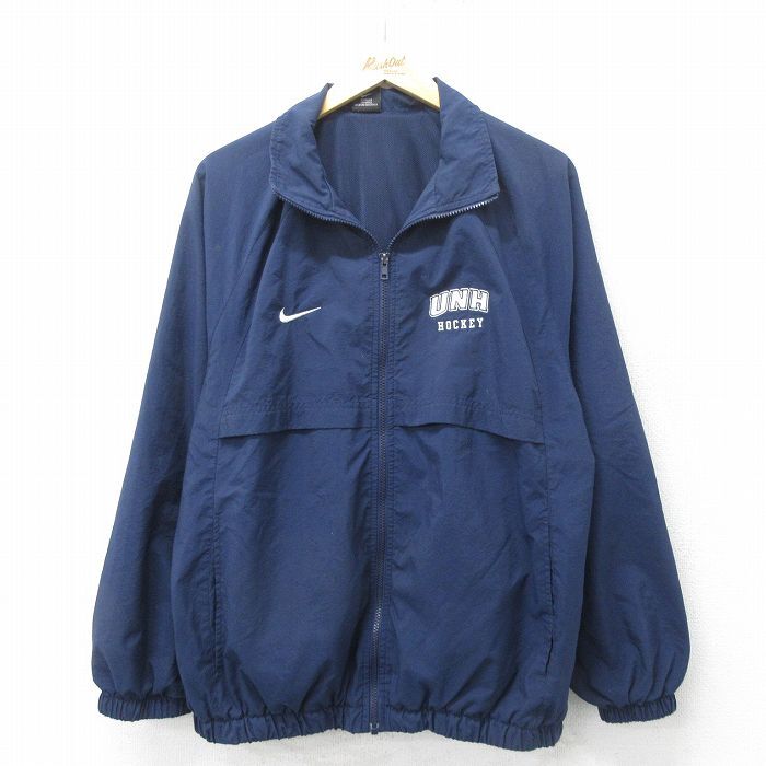 XL/古着 ナイキ NIKE 長袖 ジャケット メンズ 00s ホッケー ラグラン 紺 ネイビー 内側メッシュ 24may14 中古 アウター ジャンパー ブルゾ_画像1