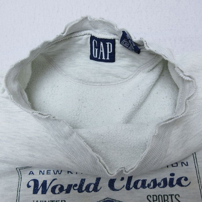 XL/古着 ギャップ GAP 長袖 スウェット メンズ 90s World Classic 大きいサイズ クルーネック 薄グレー 霜降り 24may14 中古 スエット トレ_画像4