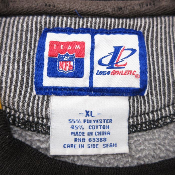 XL/古着 長袖 スウェット メンズ 00s NFL ピッツバーグスティーラーズ 刺繍 大きいサイズ クルーネック 黒他 ブラック アメフト スーパーボ_画像4