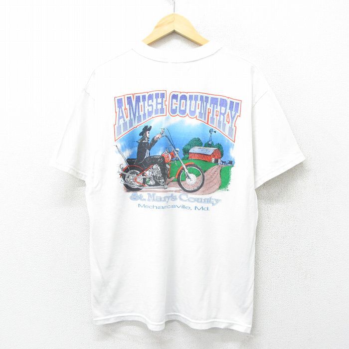 XL/古着 ヘインズ 半袖 ビンテージ Tシャツ メンズ 00s バイク クルーネック 白 ホワイト 24may14 中古_画像1