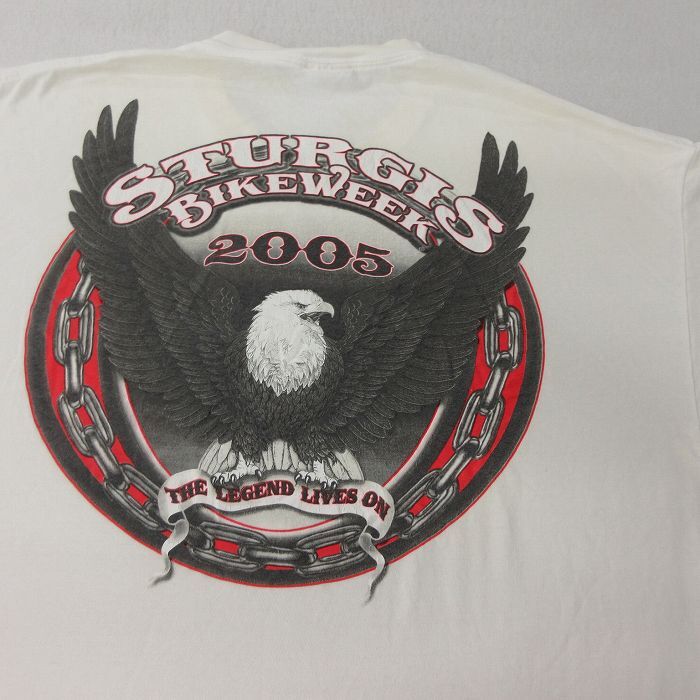 XL/古着 ヘインズ 半袖 ビンテージ Tシャツ メンズ 00s 鳥 スタージス バイクウィーク 大きいサイズ コットン クルーネック 白 ホワイト 24_画像9