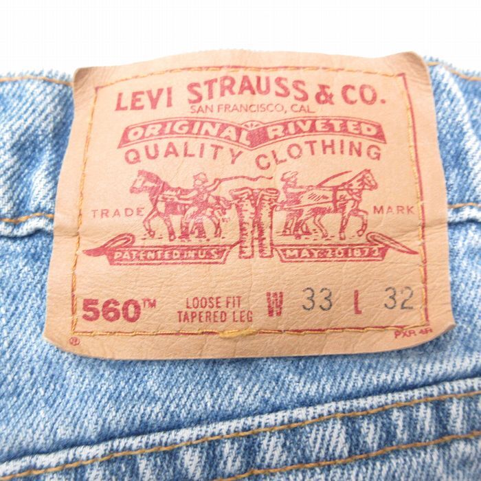 W32/古着 リーバイス Levis 560 ジーンズ メンズ 90s テーパード ヒゲ コットン 紺 ネイビー デニム spe 24may15 中古 ボトムス ジーパン G_画像4