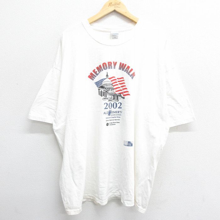 XL/古着 半袖 ビンテージ Tシャツ メンズ 00s MEMORY WALK 星条旗 企業広告 大きいサイズ コットン クルーネック 白 ホワイト 24may15 中古_画像1