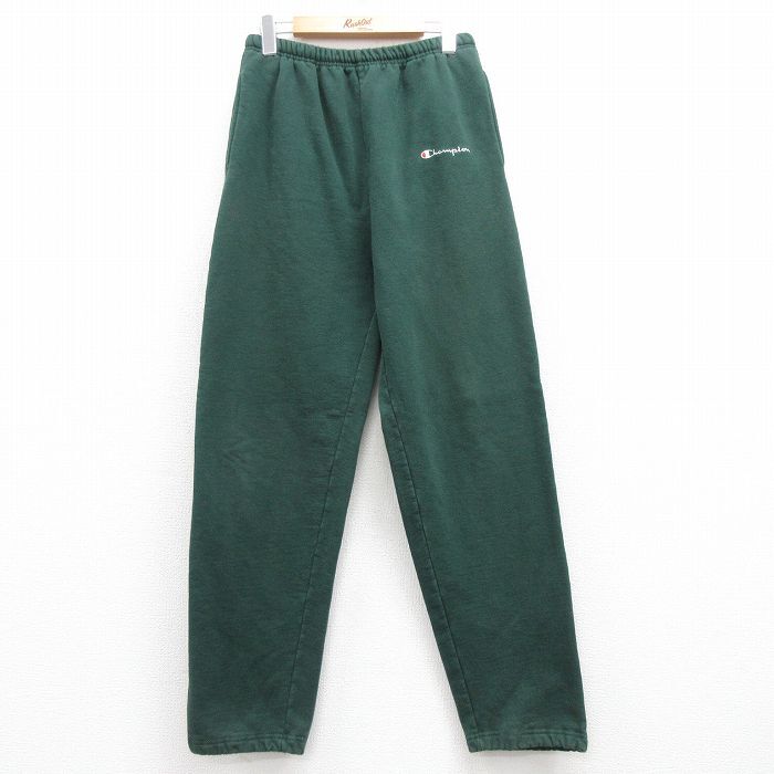 W32/古着 チャンピオン champion スウェット パンツ メンズ 90s ワンポイントロゴ 緑 グリーン 24may15 中古 ボトムス ロング_画像1