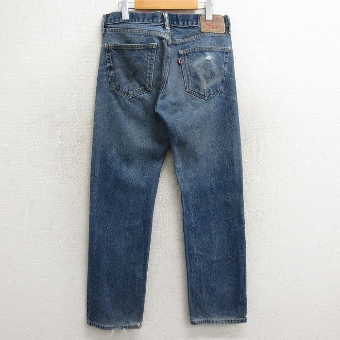 W32/古着 ジーンズ Levis リーバイス 505 メンズ ヒゲ コットン 紺 ネイビー デニム 24may16 中古 ボトムス ジーパン Gパン ロング パンツ_画像3