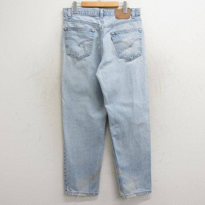 W34/古着 ジーンズ Levis リーバイス 550 メンズ 00s ヒゲ コットン 薄紺 ネイビー デニム 24may16 中古 ボトムス ジーパン Gパン ロング_画像3