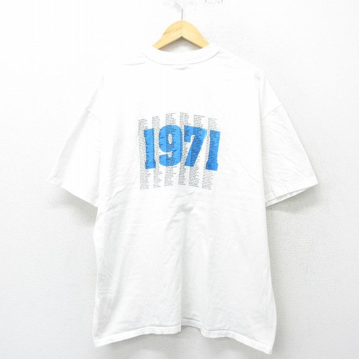 XL/古着 ヘインズ 半袖 ビンテージ Tシャツ メンズ 90s 1971 大きいサイズ コットン クルーネック 白 ホワイト spe 24may16 中古_画像2