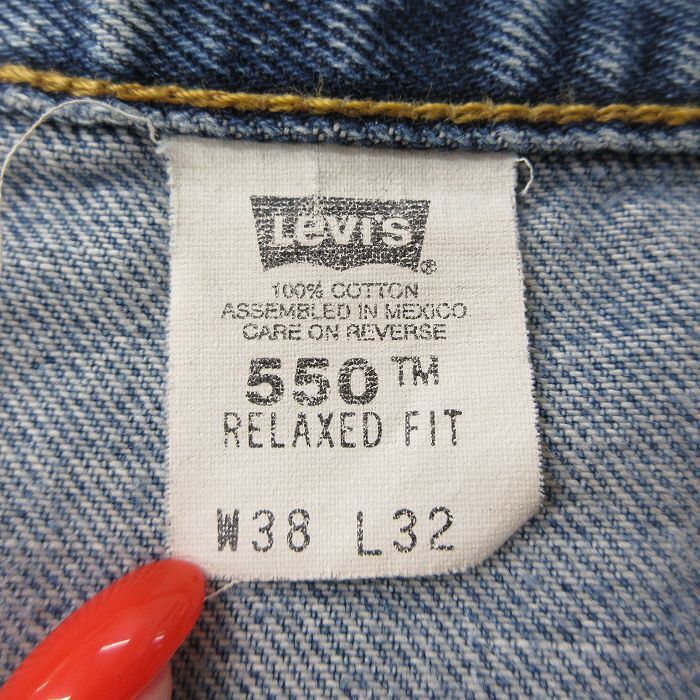 W38/古着 ジーンズ Levis リーバイス 550 メンズ 00s コットン 紺 ネイビー デニム 24may16 中古 ボトムス ジーパン Gパン ロング パンツ_画像6