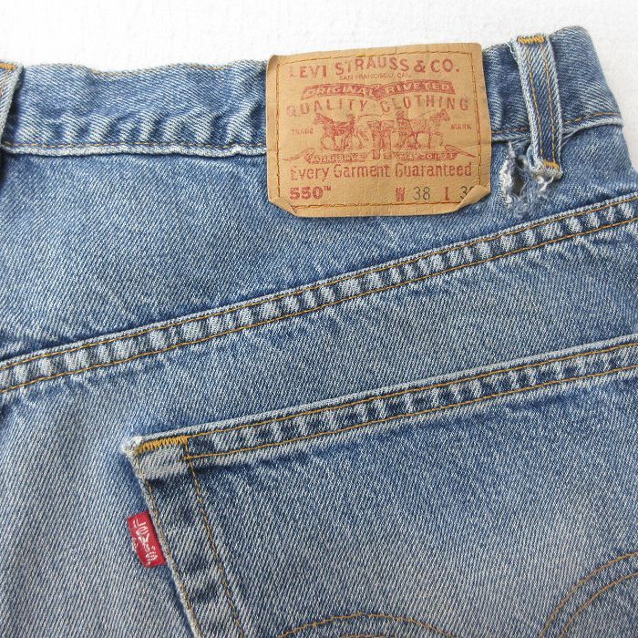 W38/古着 ジーンズ Levis リーバイス 550 メンズ 00s コットン 紺 ネイビー デニム 24may16 中古 ボトムス ジーパン Gパン ロング パンツ_画像4