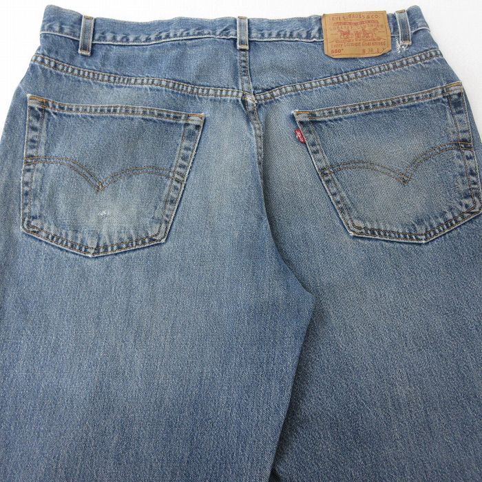 W38/古着 ジーンズ Levis リーバイス 550 メンズ 00s コットン 紺 ネイビー デニム 24may16 中古 ボトムス ジーパン Gパン ロング パンツ_画像9