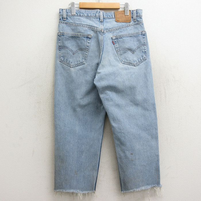 W34/古着 ジーンズ Levis リーバイス 550 メンズ 90s コットン 紺 ネイビー デニム 24may16 中古 ボトムス ジーパン Gパン ロング パンツ_画像3