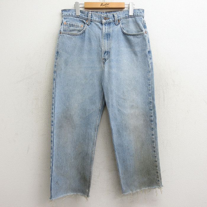 W34/古着 ジーンズ Levis リーバイス 550 メンズ 90s コットン 紺 ネイビー デニム 24may16 中古 ボトムス ジーパン Gパン ロング パンツ_画像1