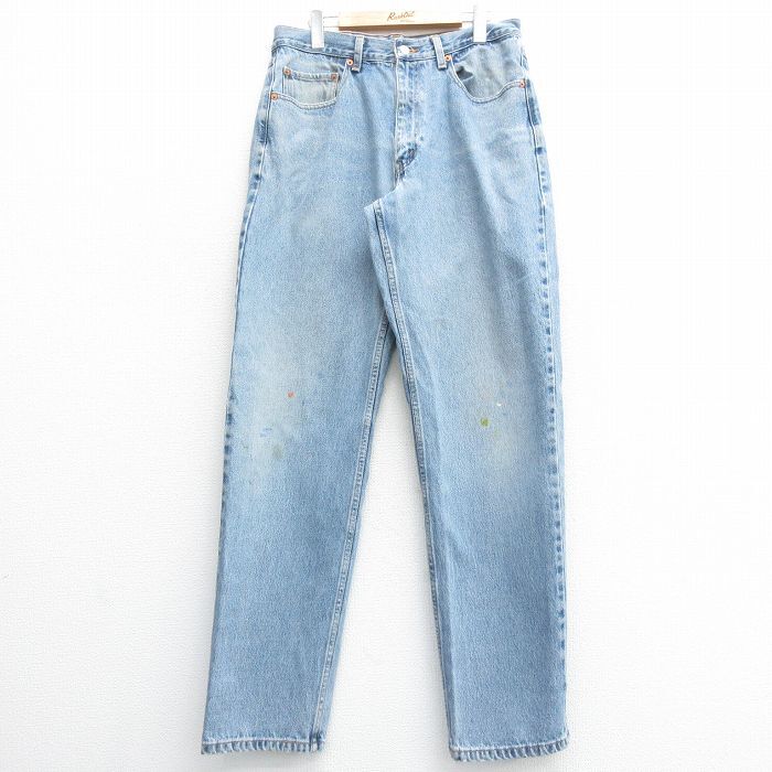 W32/古着 ジーンズ Levis リーバイス 550 メンズ 00s ヒゲ コットン 紺 ネイビー デニム 24may18 中古 ボトムス ジーパン Gパン ロング パ_画像1