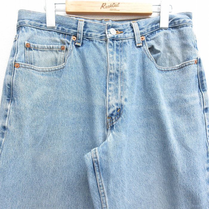 W32/古着 ジーンズ Levis リーバイス 550 メンズ 00s ヒゲ コットン 紺 ネイビー デニム 24may18 中古 ボトムス ジーパン Gパン ロング パ_画像2