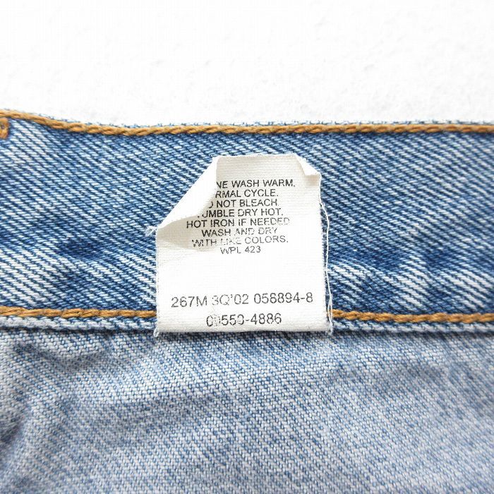 W32/古着 ジーンズ Levis リーバイス 550 メンズ 00s ヒゲ コットン 紺 ネイビー デニム 24may18 中古 ボトムス ジーパン Gパン ロング パ_画像7