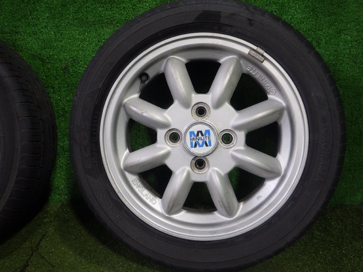 ◆ ダイハツ 純正 ミニライト MINILITE アルミホイール タイヤ 14インチ 4本 4.5J PCD100 4穴 +45 165/55R14 72V YOKOHAMA 中古 D196_画像3