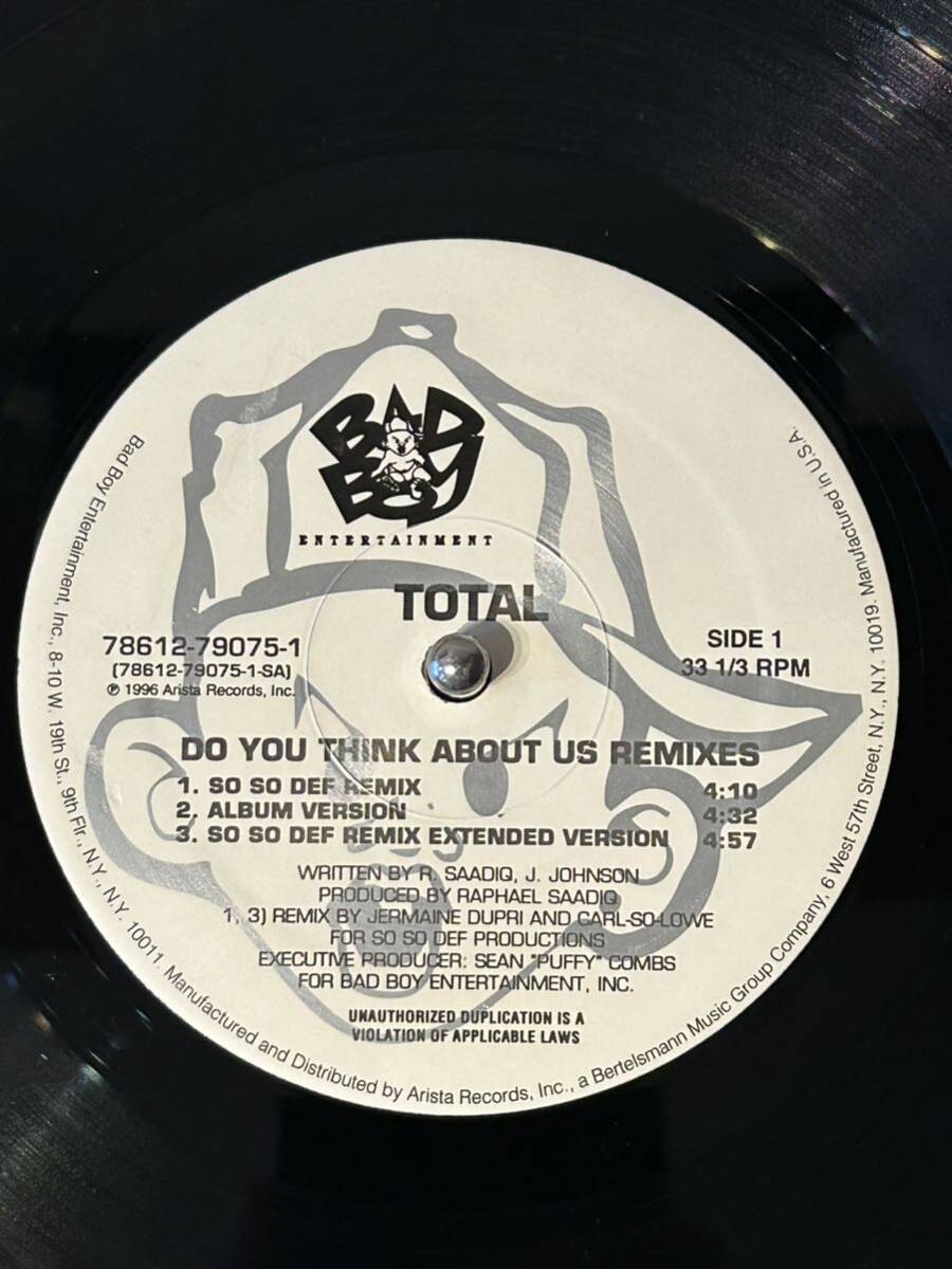 TOTAL / Do You Think About Us (12') 90's シュリンク　トータル_画像3