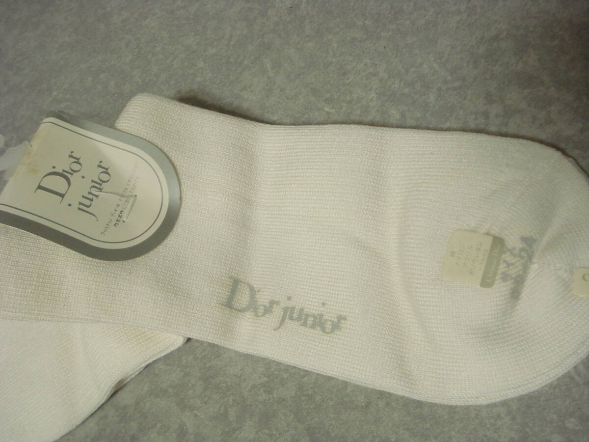 ☆ クリスチャンディオール ディオール ジュニア ハイソックス 22～24cm☆ 白 ホワイト Dior刺繍 ソックス 靴下_画像4
