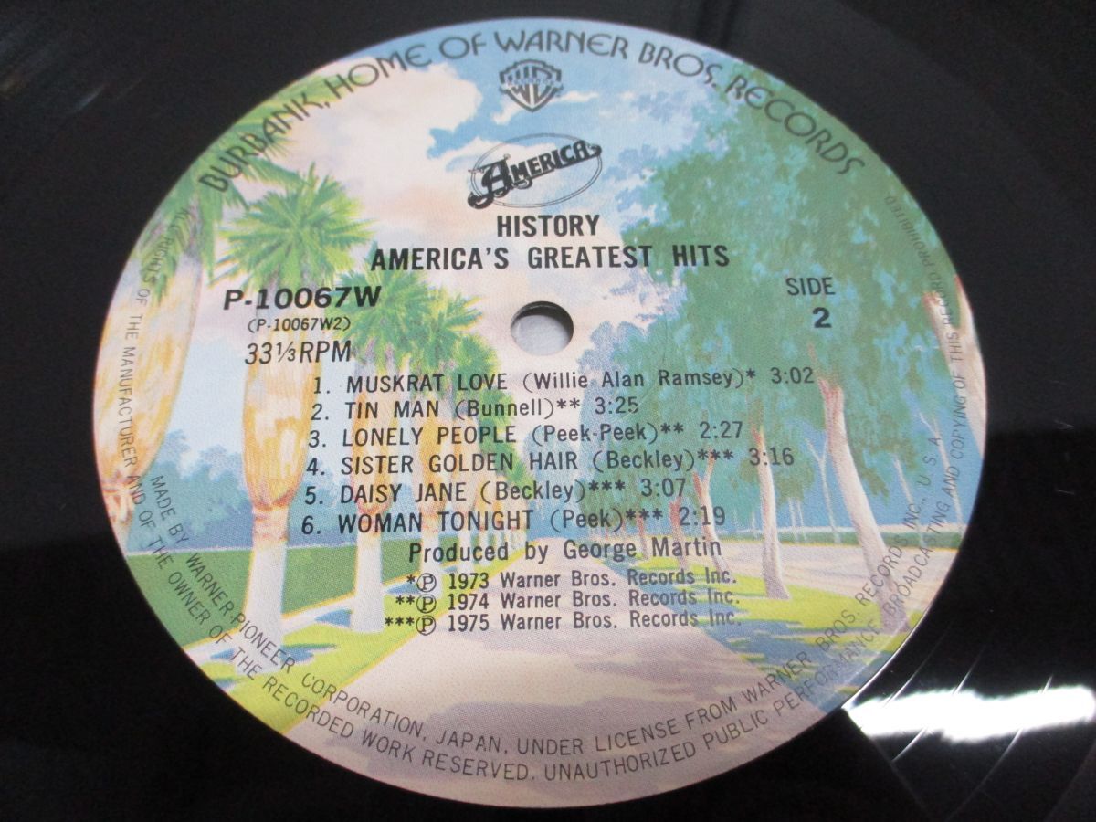 ▲01)【同梱不可・帯付き】America/History America’s Greatest Hits/アメリカの歴史/P-10067W/LPレコード/国内盤/ロック/アナログ盤/A_画像3