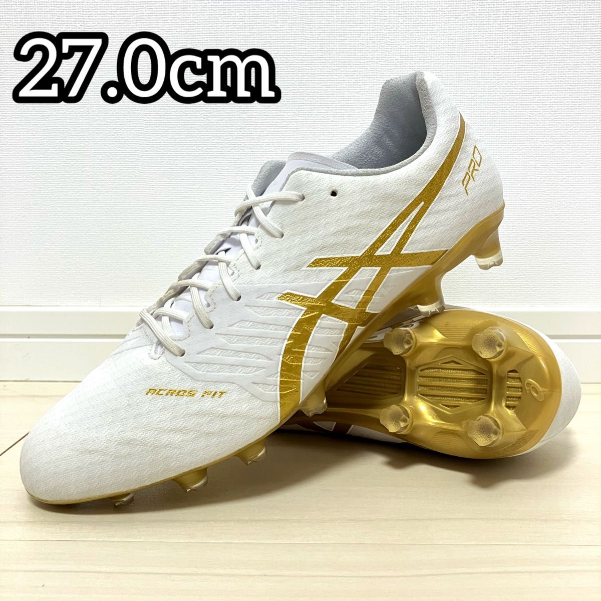 美品 asics アシックス アクロス プロ 2 27 0cm 白 ホワイト 金 美品 asics アシックス アクロス プロ 2 27 0cm 白 ホワイト 金